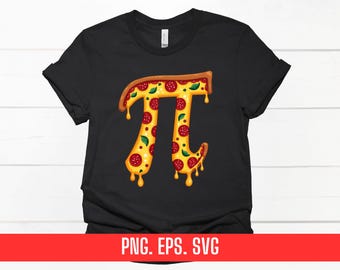 Descarga de archivos digitales de sublimación de camisetas con impresión de pizza del día de Pi divertido Png Eps Svg