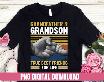 Grandfather Grandson Friends PNG, T-Shirt Sublimation Design (Digital File