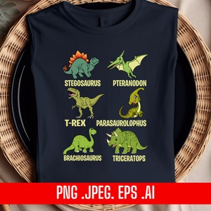 Diseño Png Eps Ai Jpeg Tipo De Dinosaurio Lindo Impresión Sublimación Camiseta Archivo Digital Descargar