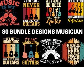 80 Bundle Design Png Eps Music Musician Printing Sublimation Tshirt PNG Digital File Download