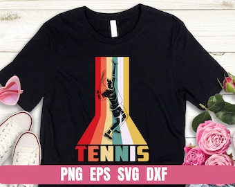 Projekt Png Eps Svg Vintage Tenis Sportowy Gracz Drukowanie Sublimacja Tshirt Cyfrowy Plik Do Pobrania