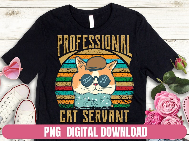 Professional Cat Servant Printing Tshirt PNG Digital File Download image 1