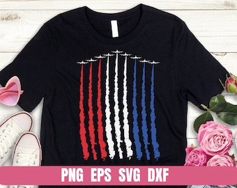 Design Png Eps Svg Dxf Red White Blue Air Force Flyover 4th July Printing Sublimation Tshirt Digital File Download