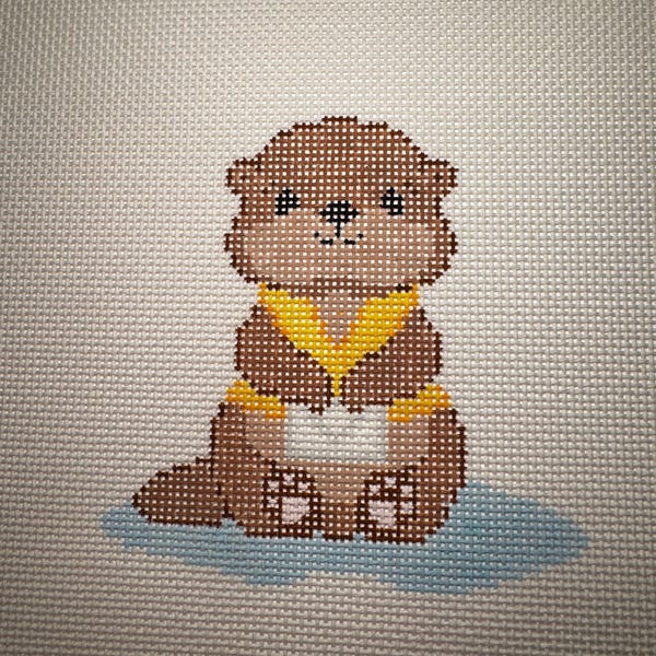 Otter Bookish Needlepoint Canvas, Book, Fantasy, Romantasy, hand painted