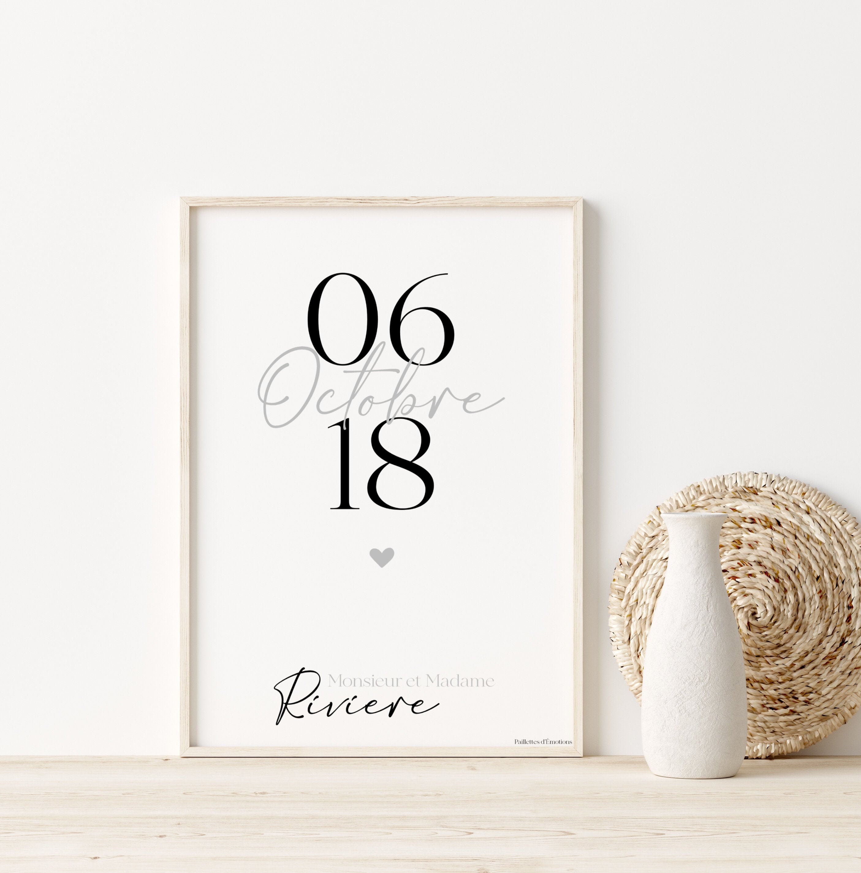 Date Unique - Affiche A4 ou A3 Mariage Naissance Evenement