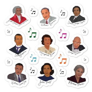Folha de adesivos de compositores pretos