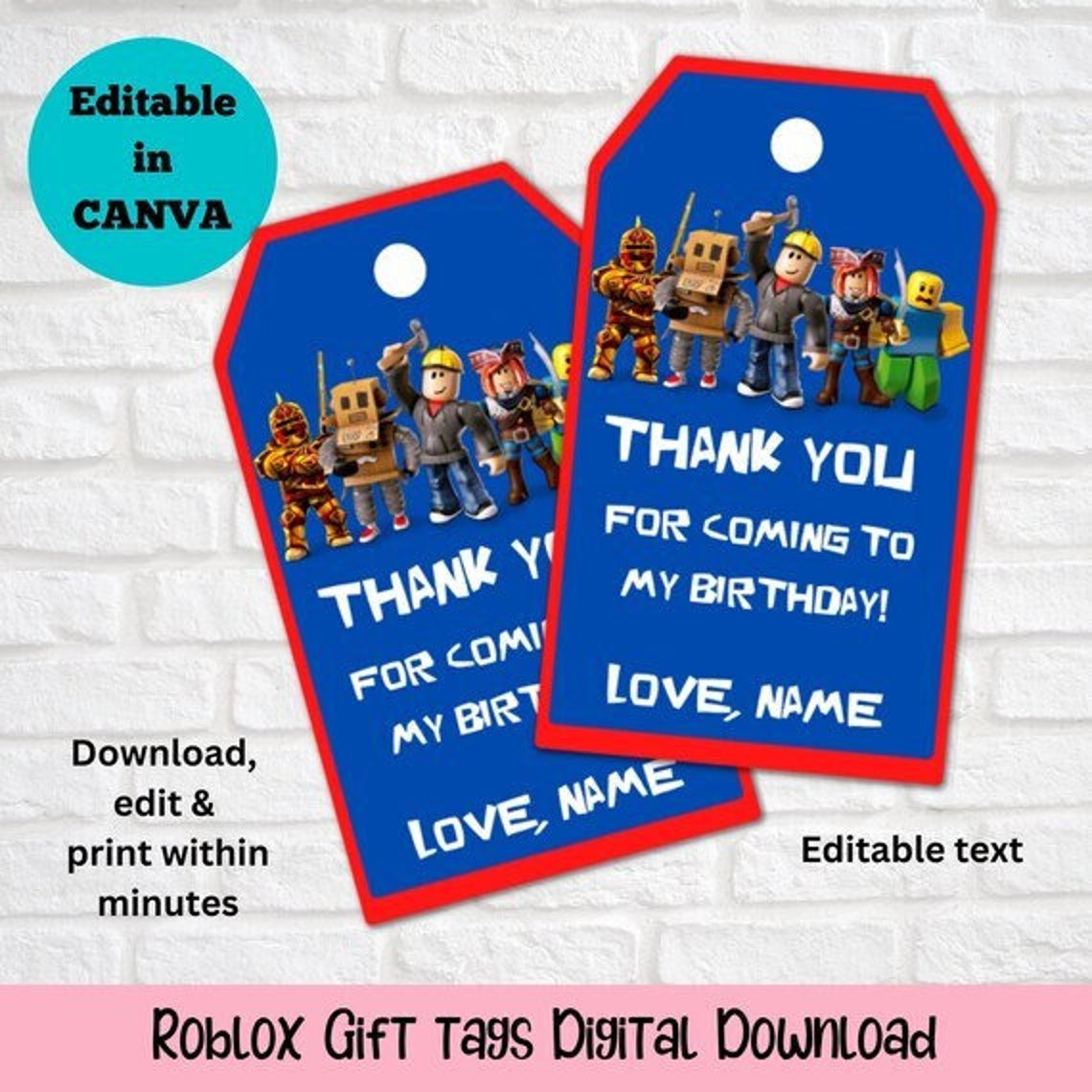 Roblox Gift Tags Roblox Sticker Printable Roblox Party - Etsy