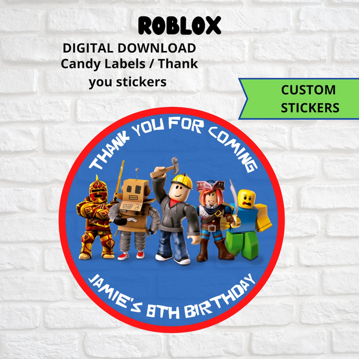 Roblox Sticker Label Roblox Party Supplies Roblox Party - Etsy