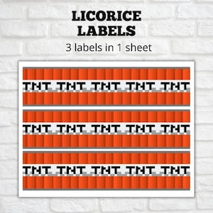 TNT Label, Licorice Candy Labels Birthday, Minecrafter Birthday ...