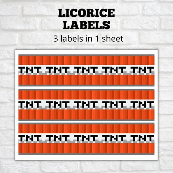 TNT Label, Licorice Candy Labels Birthday, Minecrafter Birthday ...