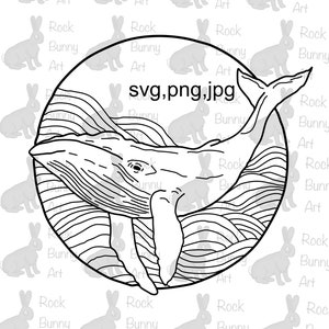 Archivo Svg de ballena, Svg de vida marina, Svg náutico, Svg de olas del océano, Svg de animales, Svg de amantes de los animales, ballena png, png de animales, cricut