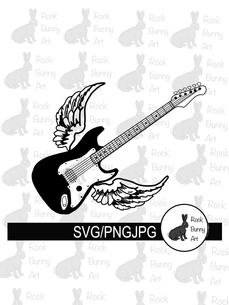 Winged Electric Guitar Svg File, Gifts for Musicians and Guitarists