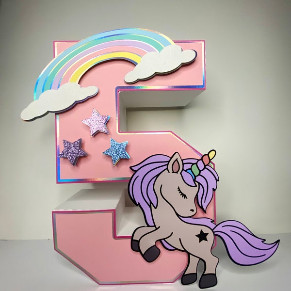 unicorn, rainbow unicorn, 3d number, unicorn birthday decorations, unicorn centerpieces, unicorn party, unicorn photo prop