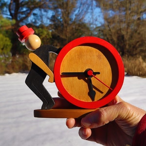 Handmade Man w/ A Top Hat Wooden Clock (from Tuscany, Italy)