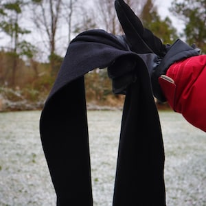 Hand Knit Large Black Wool Scarf (made by women in Lisbon, Portugal)