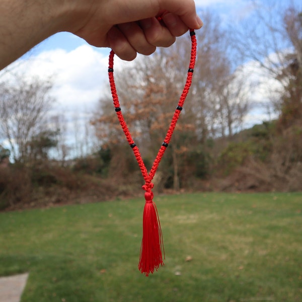 Handmade Red Greek Cross and Prayer Knots (from Thessaloniki, Greece)