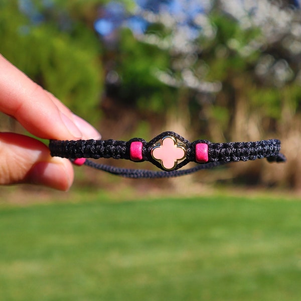 Handmade Adjustable Greek Pink Cross Prayer Bracelet (from Thessaloniki, Greece)