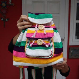 Handmade  Peruvian Medium Colorful Backpack Bag (from San Martin, Peru)