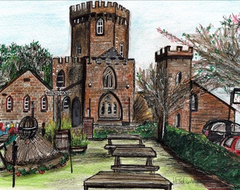 Hanmade Doodle Print: The Castle at Edge Hill