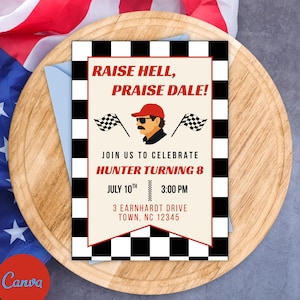 Raise Hell, Praise Dale Birthday Invitation | Racing Themed EDITABLE Invitation Template | Instant Download | Digital Printable