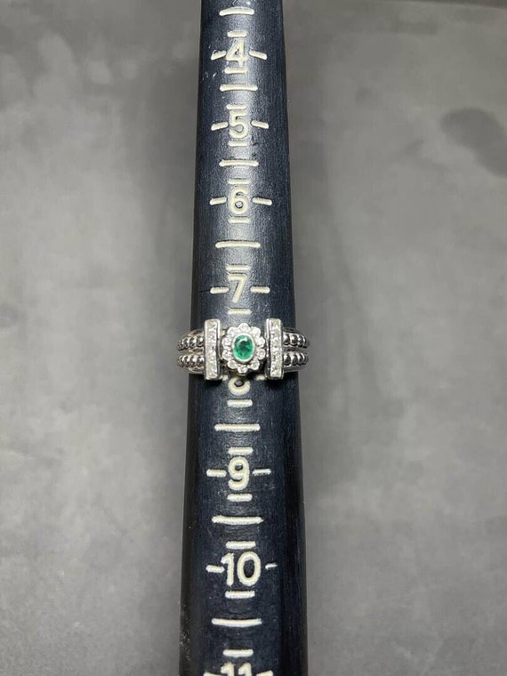 Emerald and Diamond 14kt White Gold Ring - Prince… - image 6