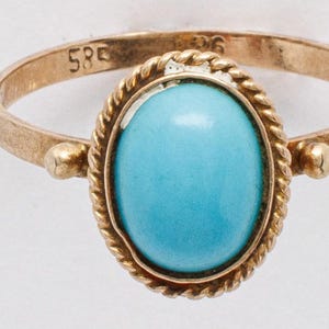Antique 14k yellow gold turquoise ring size 6