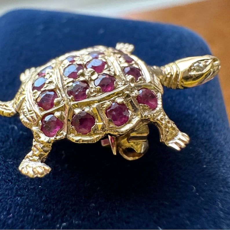 14k Gold & Ruby Turtle Brooch Circa 1950s - Etsy