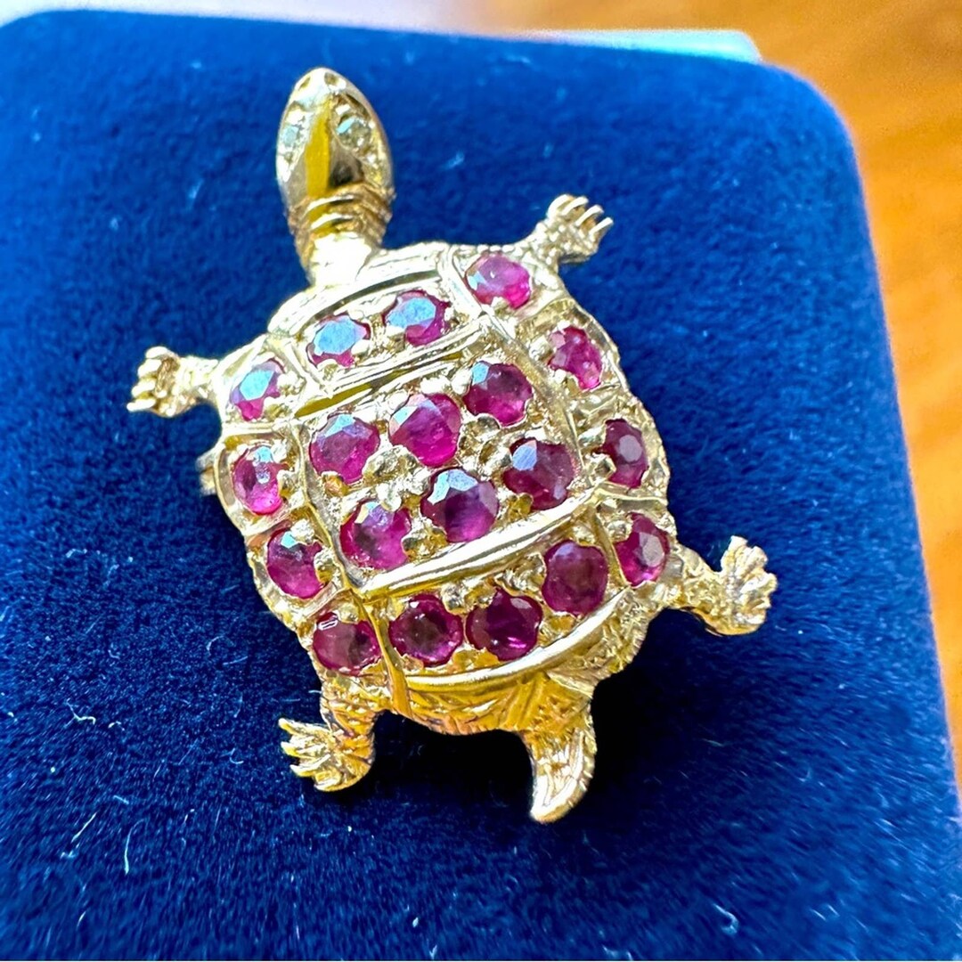 14k Gold & Ruby Turtle Brooch Circa 1950s - Etsy