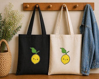 Sacola de compras reutilizável com estampa de limão, sacola de frutas fofa, sacola de compras reutilizável, sacola de lona estética, presente de verão para ela, sacola ecológica