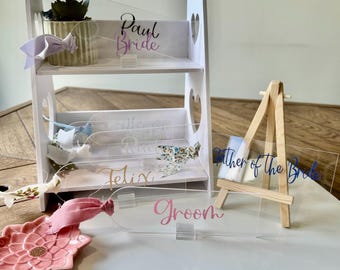 Personalised Acrylic Bookmark Place Cards – Elegant Wedding Favours Bridesmaid