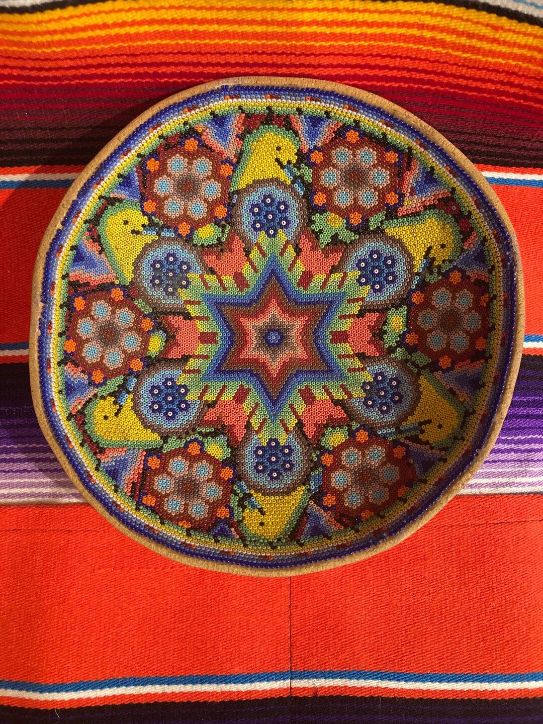Huichol Art Vintage Beaded Gourd