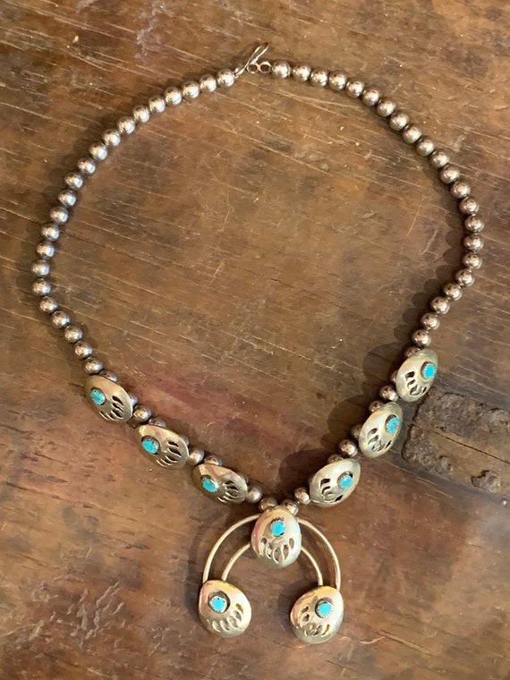 Sterling Silver Shadowbox Bear Paws Necklace - image 1