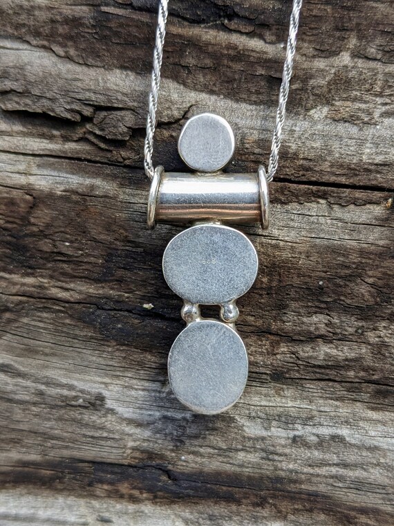 Vintage Sterling Silver Pendant | Rainbow Moonstone, Lapis Lazuli & Garnet View 3