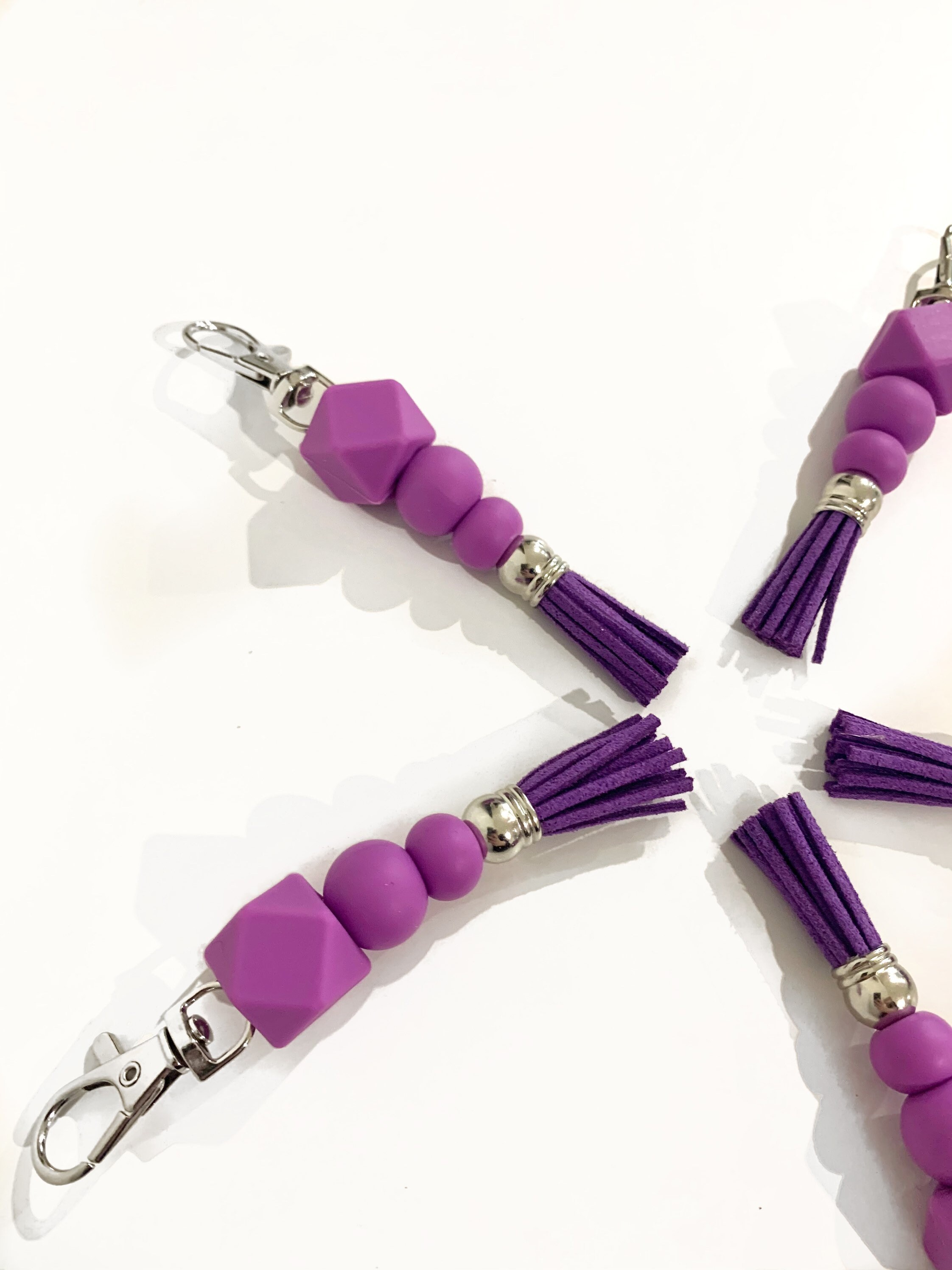 Personalised or Plain Silicone Bead Keyring with tassel Etsy