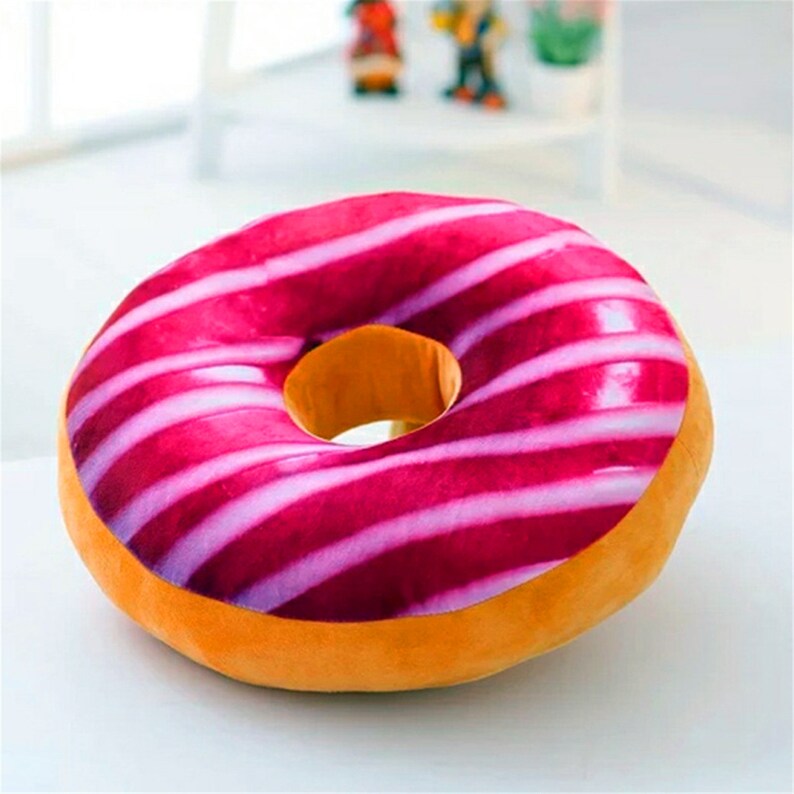 Sweet Girl Gift Red Cream Doughnut Chair Cushion Seat Princess Gift Pillow Mister Donut Chair Bed Pad Comfortable PP Cotton Seat Cushion