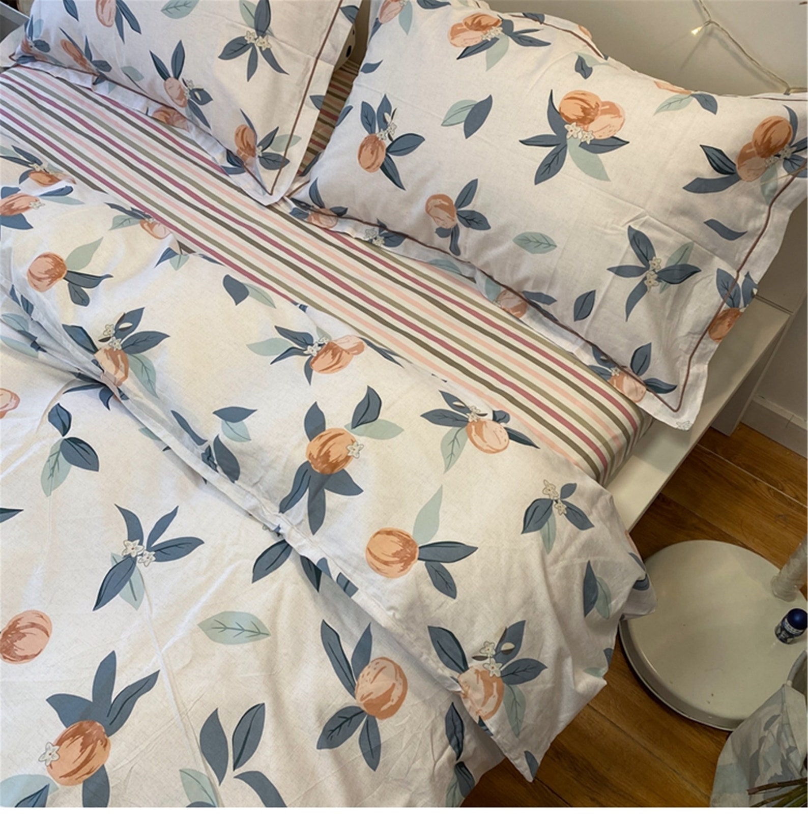 Peaches Bedding Set Summer cotton 4 piece set Duvet cover Etsy