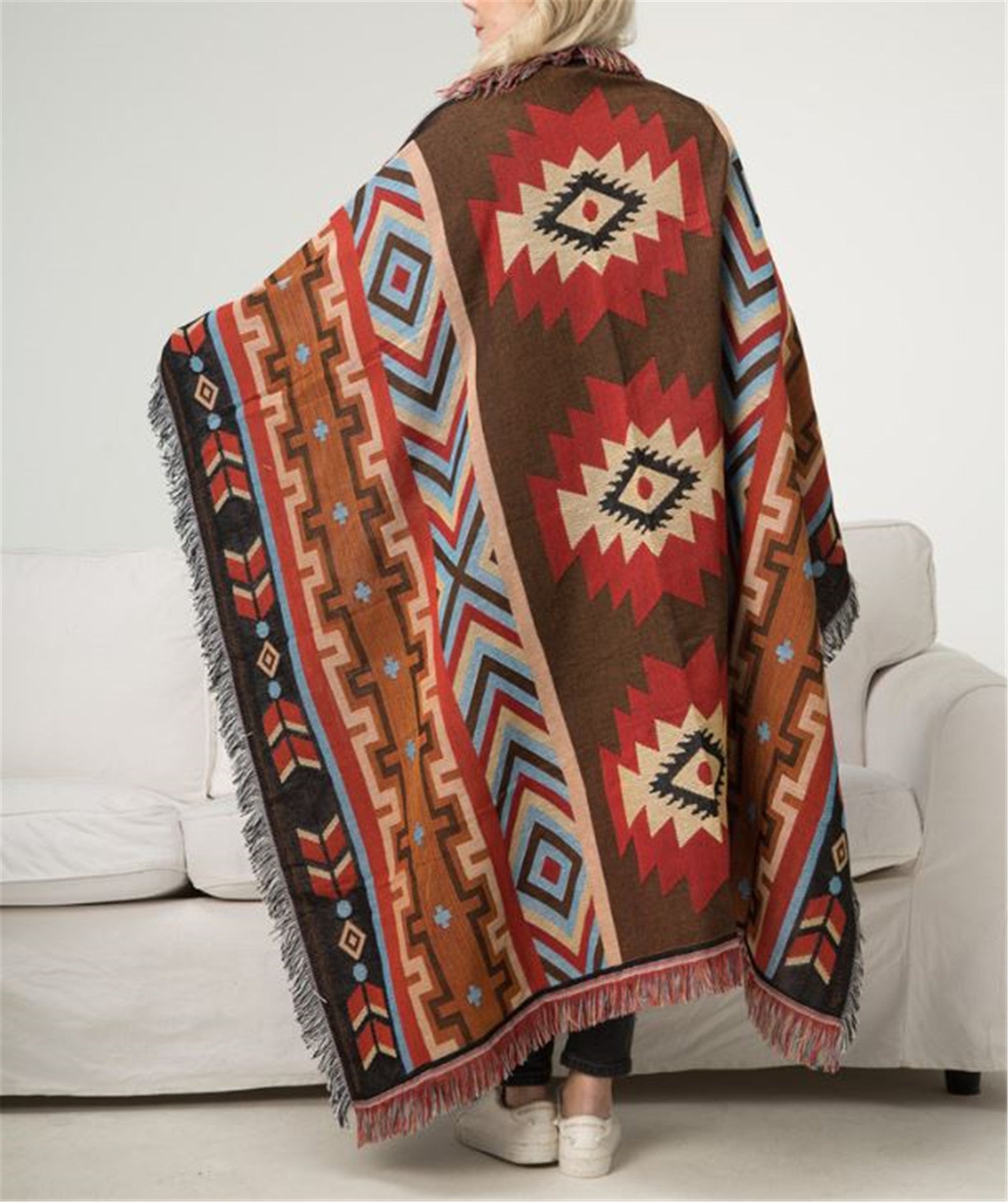 Ethnic vintage blanket Indian exotic blanket with geometric Etsy