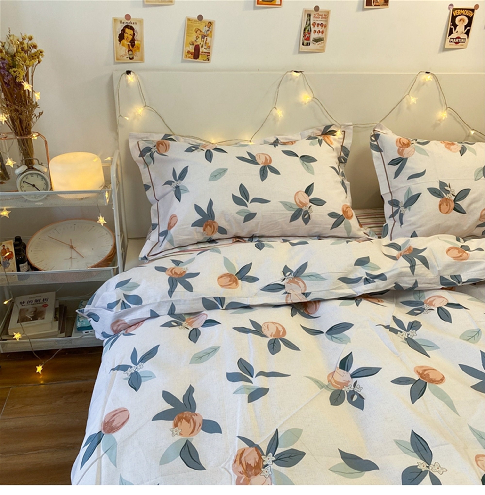 Peaches Bedding Set Summer cotton 4 piece set Duvet cover Etsy