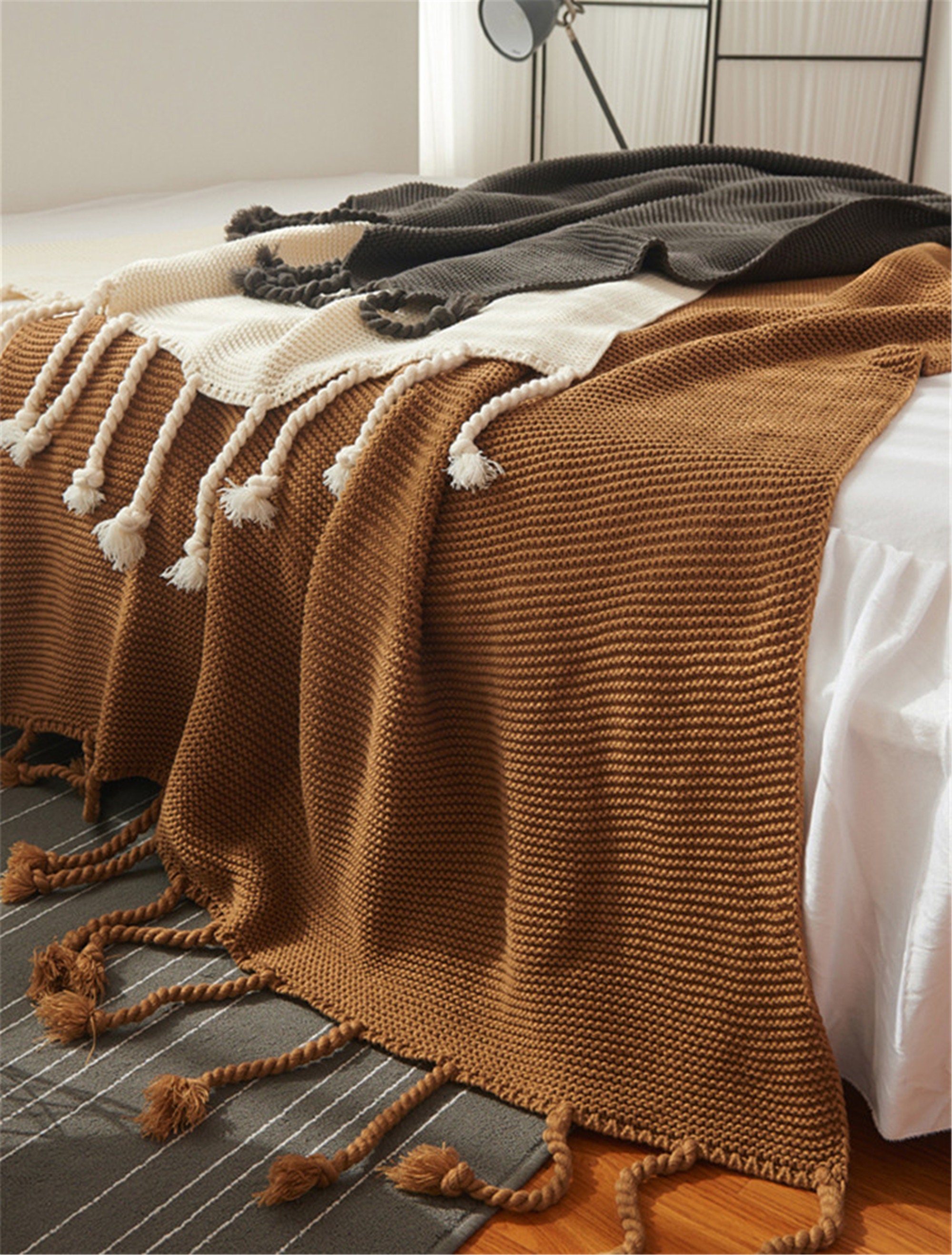 Warm & Soft Caramel Vintage Style Xtra Soft Throw Blanket Etsy