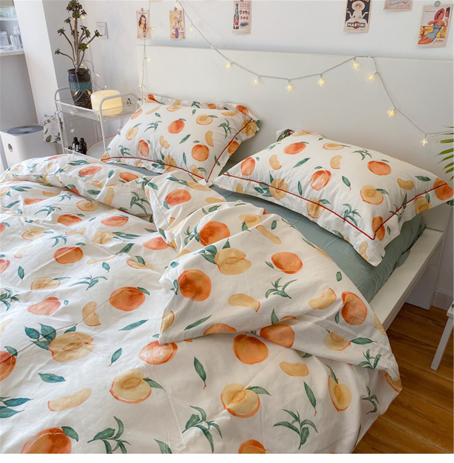 Peaches Bedding Set Summer cotton 4 piece set Duvet cover Etsy
