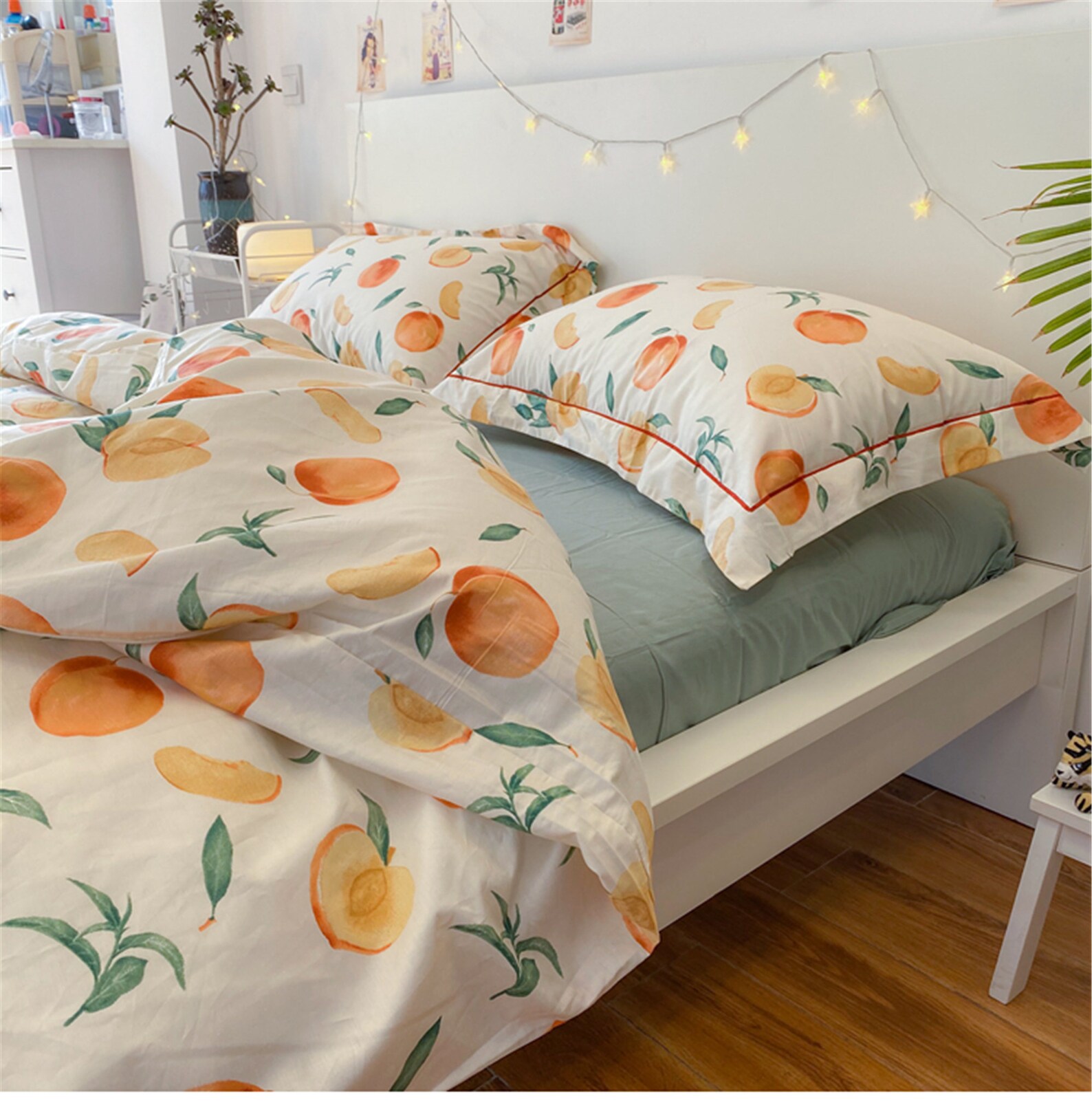 Peaches Bedding Set Summer cotton 4 piece set Duvet cover Etsy