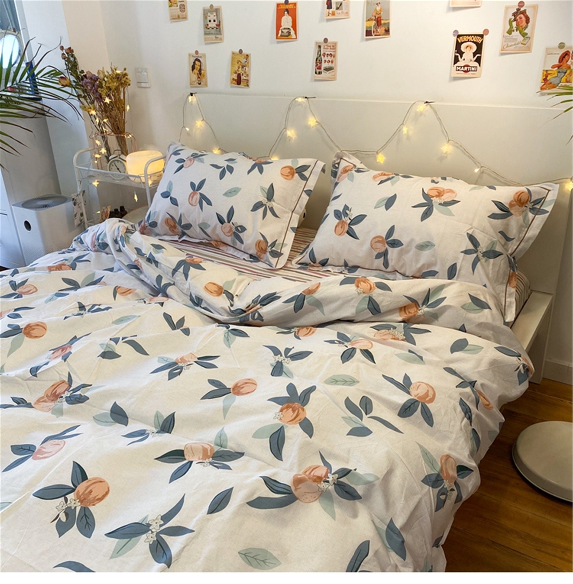 Peaches Bedding Set Summer cotton 4 piece set Duvet cover Etsy