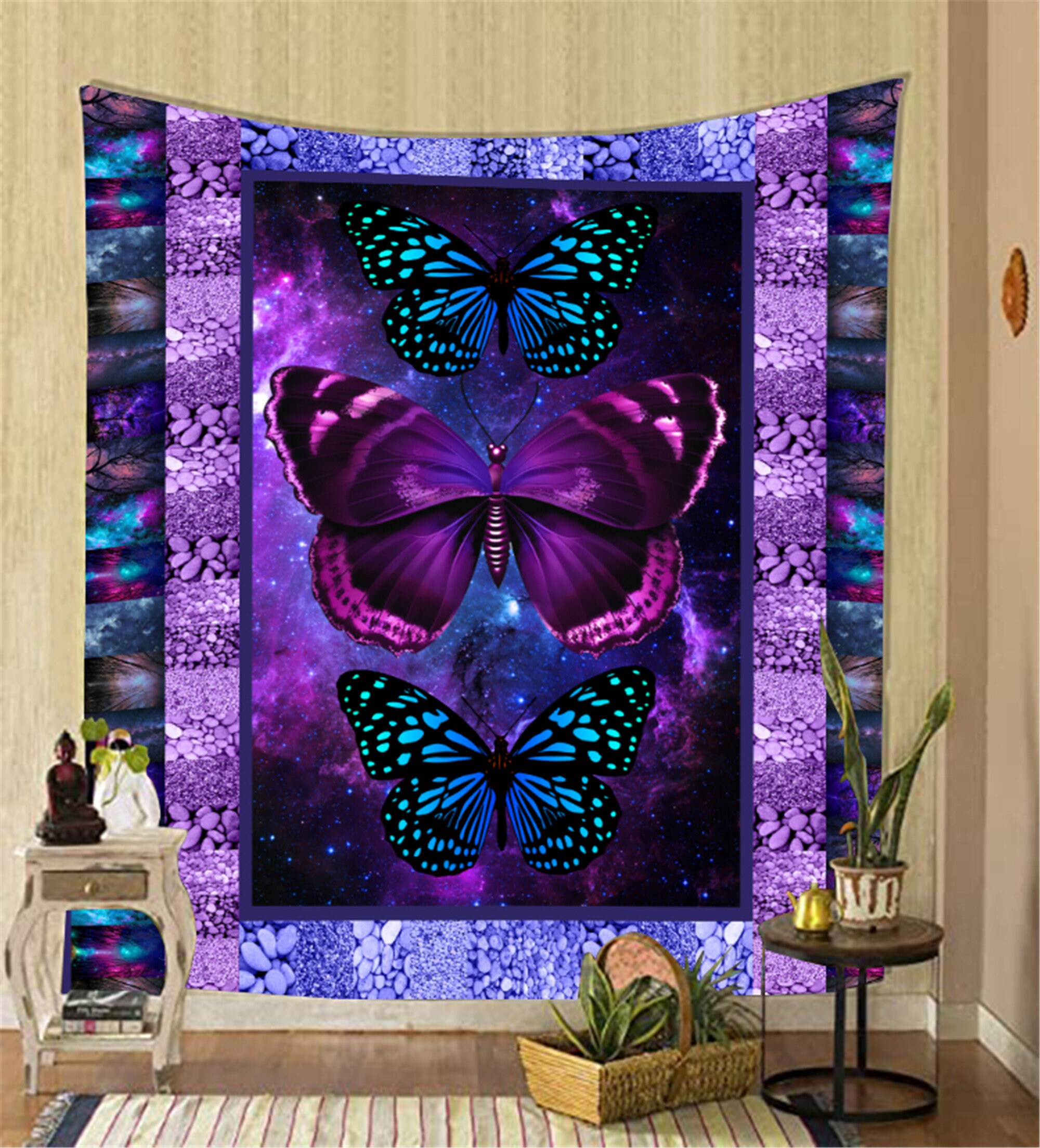Charming Purple Butterfly Wall Tapestry Heavenly Tapestry Etsy