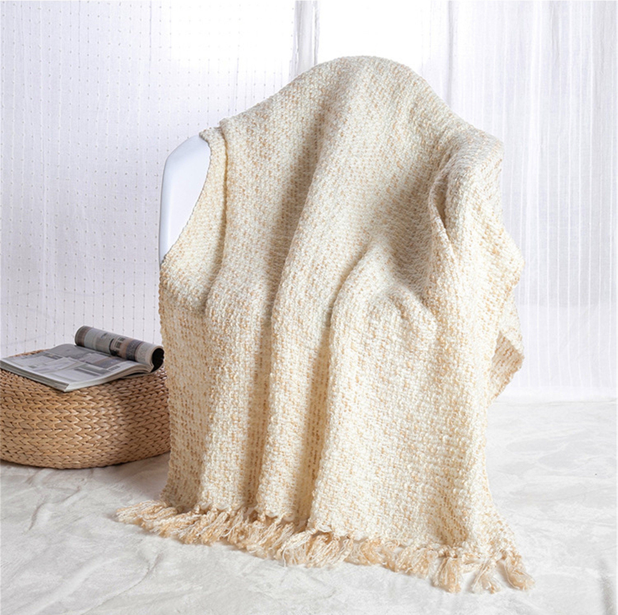 Pure Ivory Throw Blanket Bohemian Throw Blanket Etsy