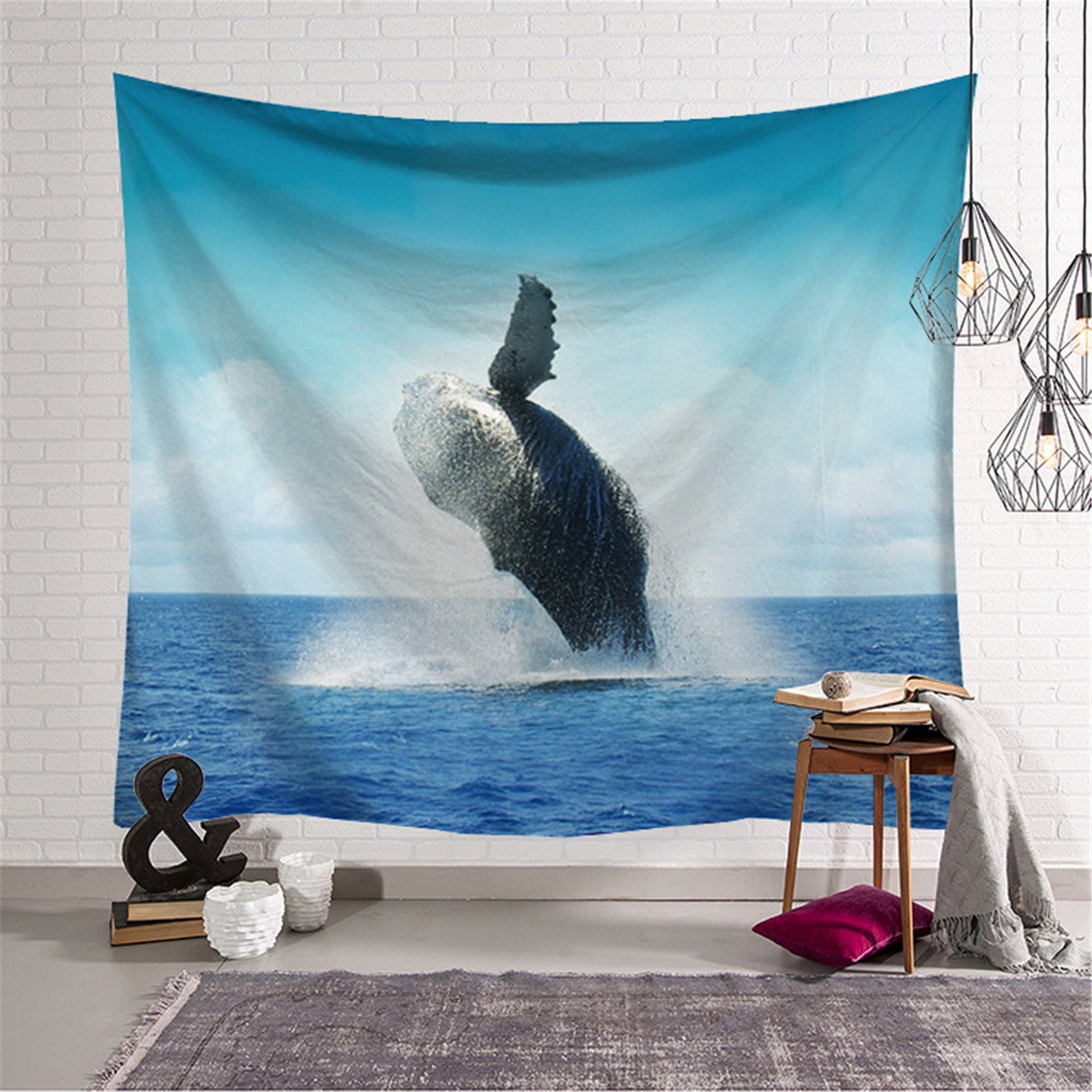 Whale Tapestry Animal Tapestry Sea Wall Hanging Ocean Etsy