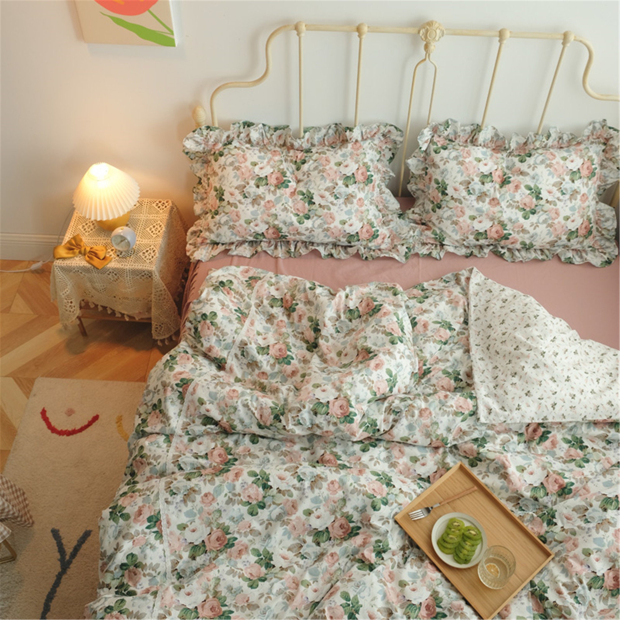Princess LOVE Bedsheet Aesthetics Floral Duvet Covers Etsy