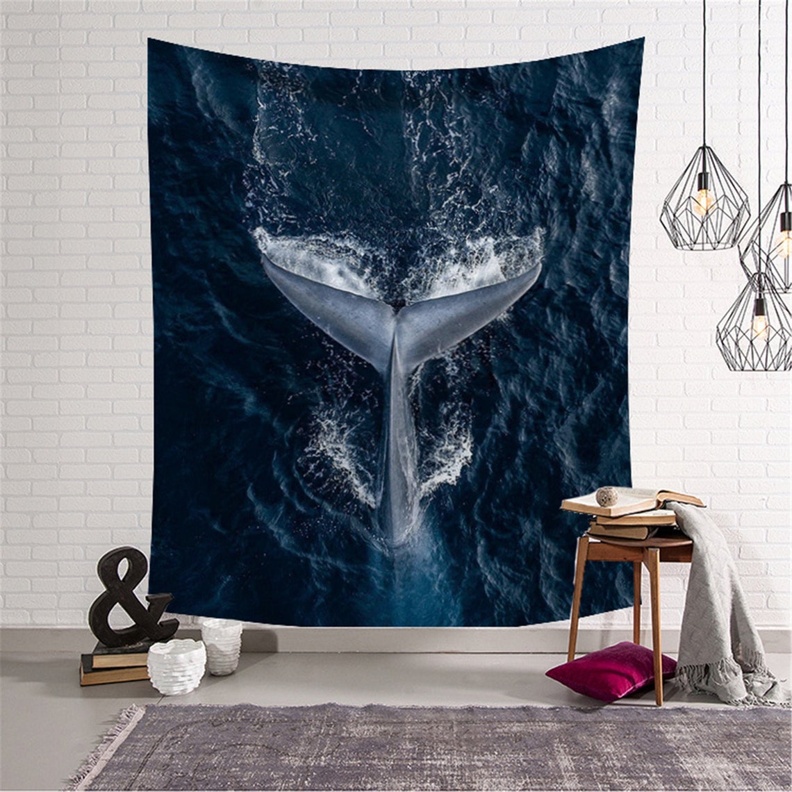 Whale Tapestry Animal Tapestry Sea Wall Hanging Ocean Etsy