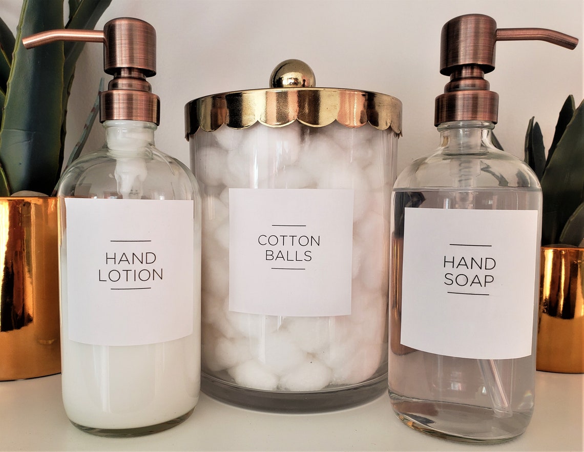 Bathroom Labels Minimal Modern home organization Custom Etsy