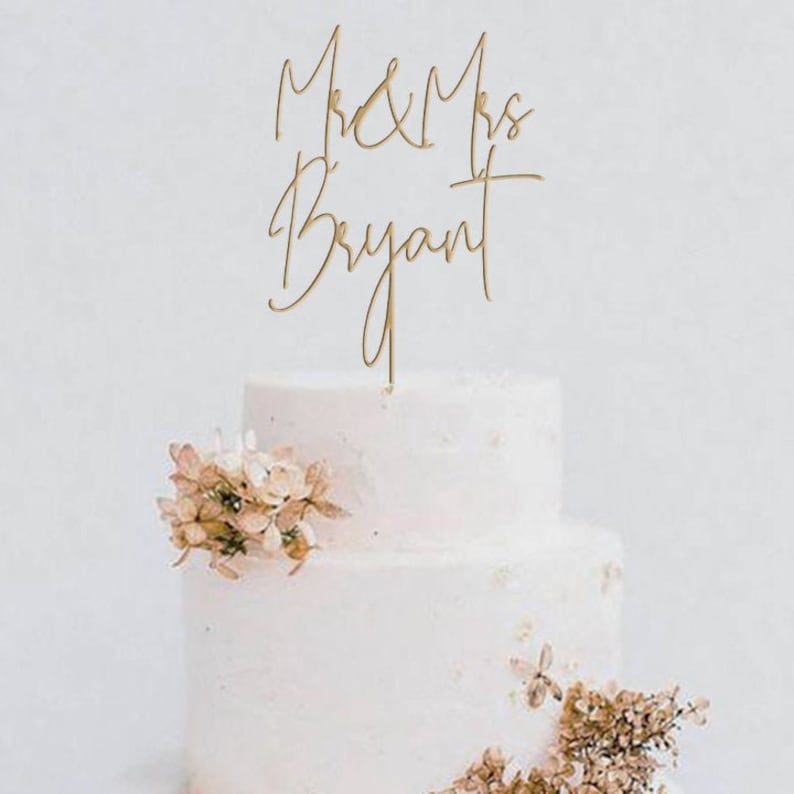 Personalized Wedding Cake Topper \/ Custom Script Cake Toppers for Wedding \/ Rustic Wedding Cake Topper \/ Custom wedding Cake topper