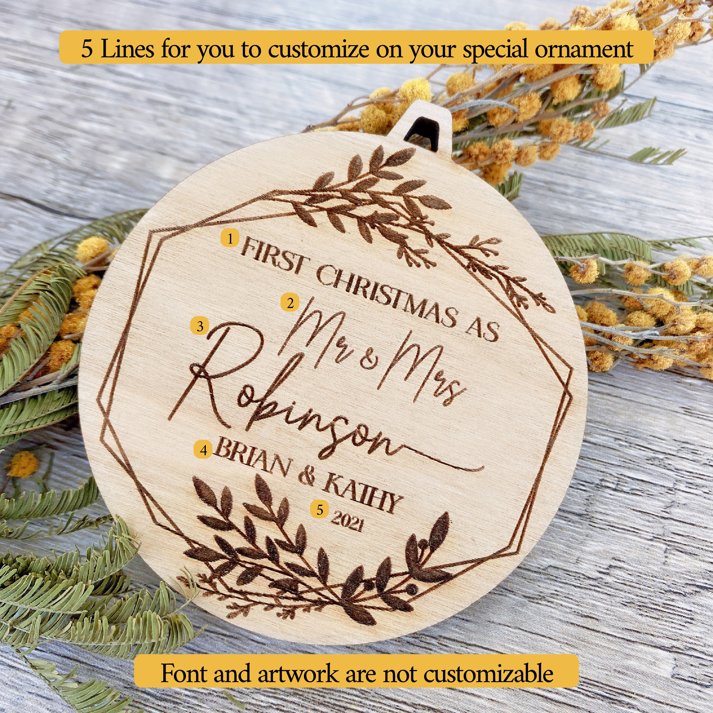 Couple Gift Wedding Gift Married Ornament Wedding Date Ornament
